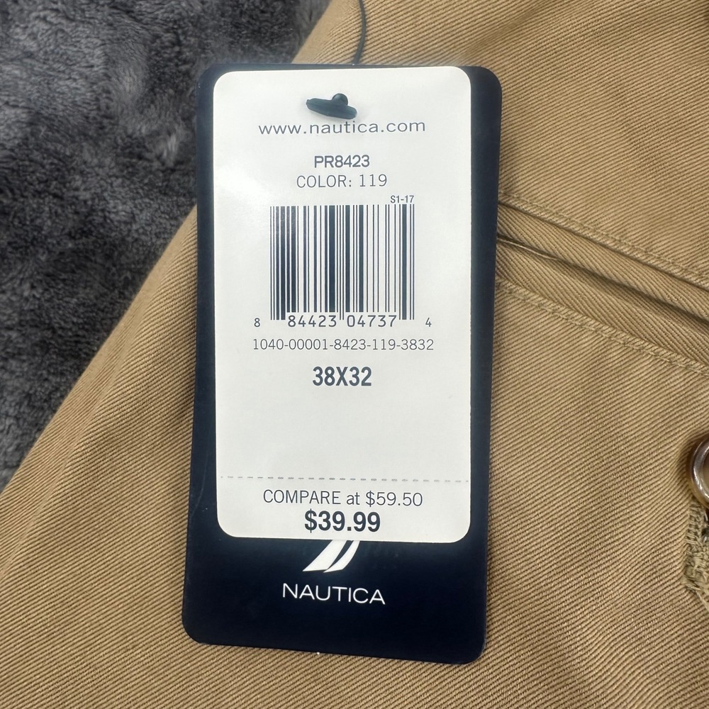 NEW Nautica Mens Rigger Performance Classics Pleated Chino Pants Khaki 38x32 NWT - Picture 6 of 9